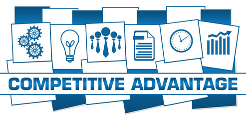 Competitive Advantage Business Symbols Green Blue White Horizontal Stripes 