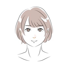 女性イラスト　ショートカット　キュート