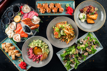 dinner in a Japanese restaurant set table