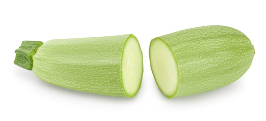 zucchini or marrow isolated on white background with clipping path and full depth of field