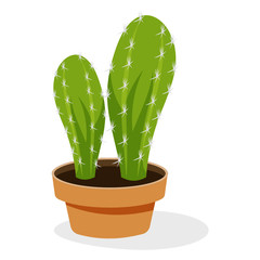 
Cactus potted plant flat icon 

