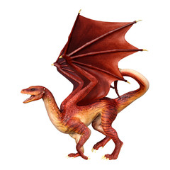 3D Rendering Fairy Tale Dragon on White