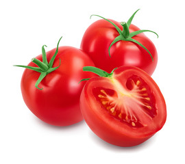 Tomato isolated on white background with clipping path and full depth of field.