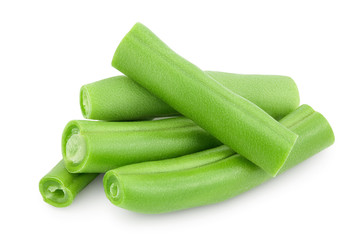 Green beans isolated on a white background with clipping path and full depth of field,
