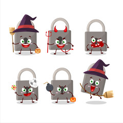 Halloween expression emoticons with cartoon character of lock