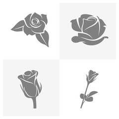 Set of Rose Flower design vector illustration, Flower logo template