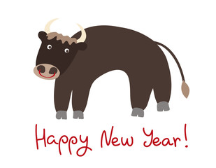 cartoon ox symbol of the new year 2021