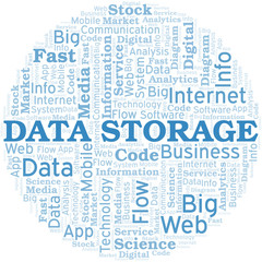 Fototapeta premium Data Storage vector word cloud, made with text only.