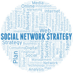 Social Network Strategy word cloud create with text only.