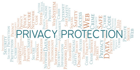 Fototapeta premium Privacy Protection vector word cloud, made with text only.