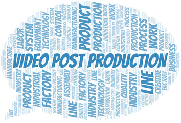 Video Post Production word cloud create with text only.