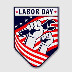 Labor Day poster, badge or banner. Vector illustration.
