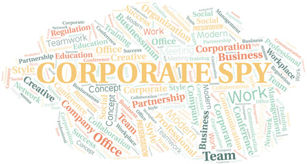 Corporate Spy vector word cloud, made with text only.