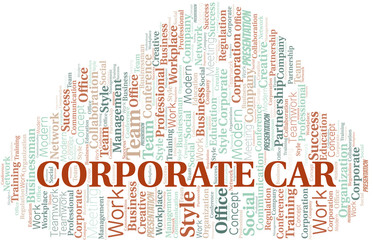 Corporate Car vector word cloud, made with text only.