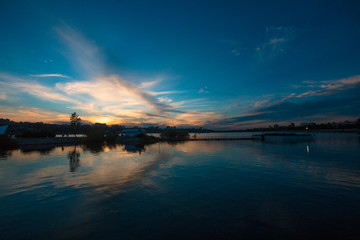 sunset over the river