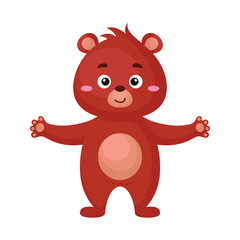 Cute funny bear print on white background. Woodland cartoon animal character for design of album, scrapbook, greeting card, invitation, wall decor. Flat colorful vector stock illustration.