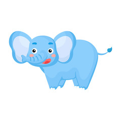 Cute funny elephant print for design of album, scrapbook, greeting card, invitation, wall decor. African cartoon animal character. Flat colorful vector stock illustration on white background.