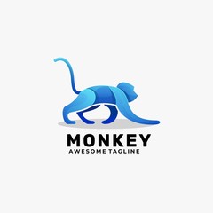 Vector Logo Illustration Monkey Gradient Colorful Style.