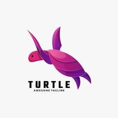 Vector Logo Illustration Turtle Gradient Colorful Style.