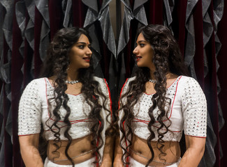 Indian Female Model in traditional Chaniya choli. Navratri is an Indian Festival and Chaniya choli...