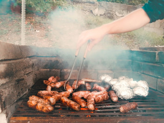 Meat and potato on the girll