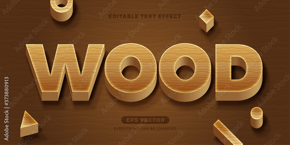 Wall mural wood editable text effect vector