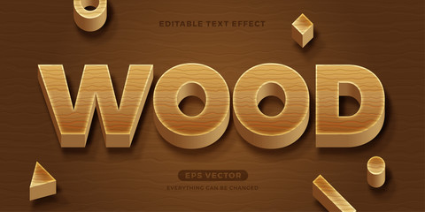 Wood editable text effect vector