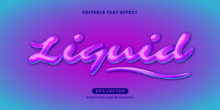 Liquid editable text effect vector