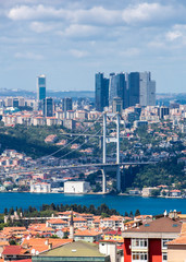 July 15 Martyrs Bridge view from Camlica Hill in Istanbul