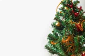 Christmas background, Christmas tree in white background, copyspace