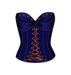 vector illistration white background blue denim corset purple lace