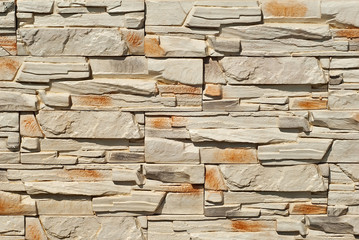 Texture of brick wall and concrete blocks. Samples of stone plates stacked evenly in a row.