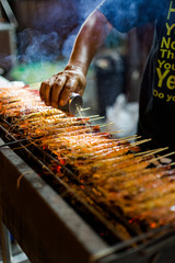 Person Seasoning Grilled Shrimp, In Lau Pa Sat, Singapore