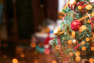 Fototapeta na wymiar Christmas background, christmas tree in flat, copy space