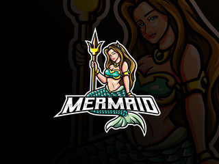 Mermaid mascot esport logo design