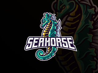 Seahorse mascot esport logo design © Fand