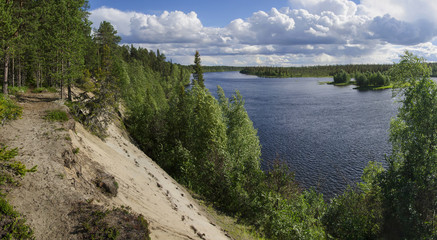 Fototapeta na wymiar Kola landscape. View of Umba river. Murmansk Oblast, Russia.