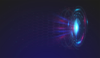 Futuristic modern HUD interface screen design. Abstract futuristic UI on blue background. Abstract vector background. Abstract technology design innovation concept background.