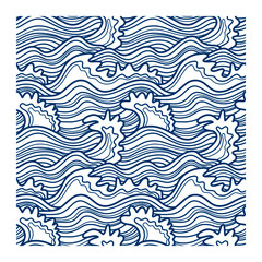 Fototapeta na wymiar Seamless pattern with blue stormy waves. 