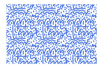 Seamless pattern of blue lines of scrawl.