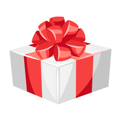 Illustration of gift box with red bow.