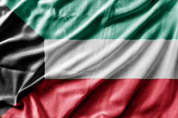 Waving detailed national country flag of Kuwait