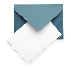 Blank card with envelope on white background