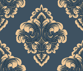 Damask seamless pattern element. Vector classical luxury old fashioned damask ornament, royal victorian seamless texture for wallpapers, textile, wrapping. Vintage exquisite floral baroque template.