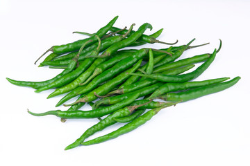 Green chili peppers in the Indian organic vegetables