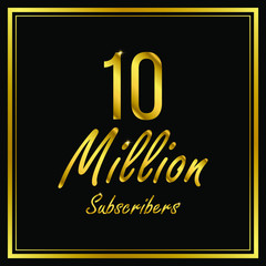 Ten or 10 Million followers or subscribers achievement symbol design, vector illustration.