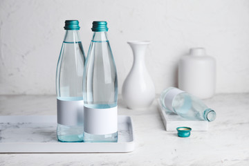Bottle of clean water on table