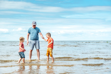 Father and children spending time.