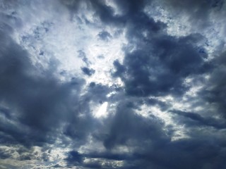Fototapeta premium Cloudy sky with gray clouds. Cloudy weather.