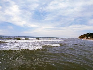 Horizon cloudy sky and sea. Natural seascape.
